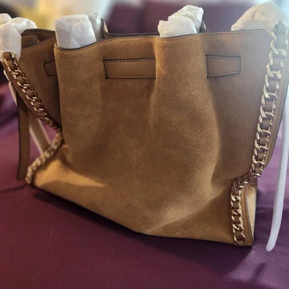 Michael Kors Mina Large Suede Chain Shoulder Bag - Picture 12 of 16